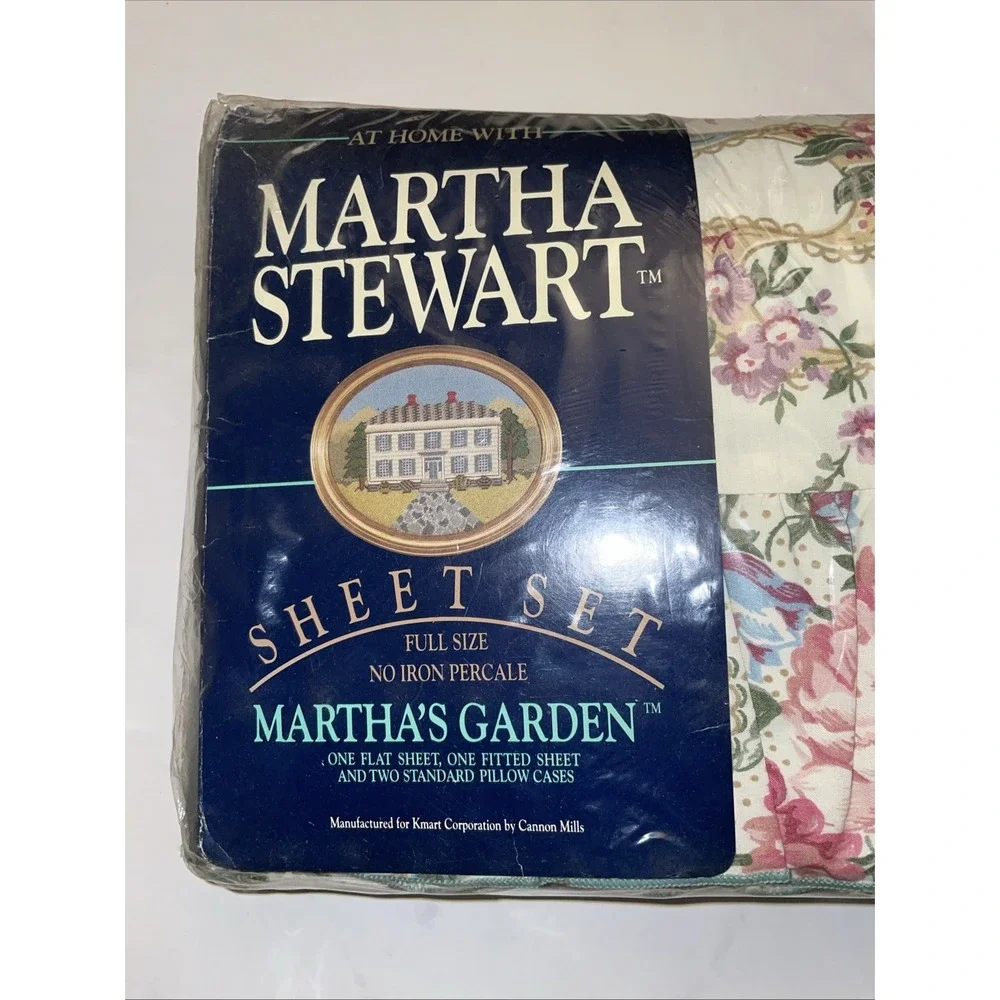 NEW VINTAGE Marthas Garden Full SHEET SET MARTHA STEWART Ruffled Victorian Roses
